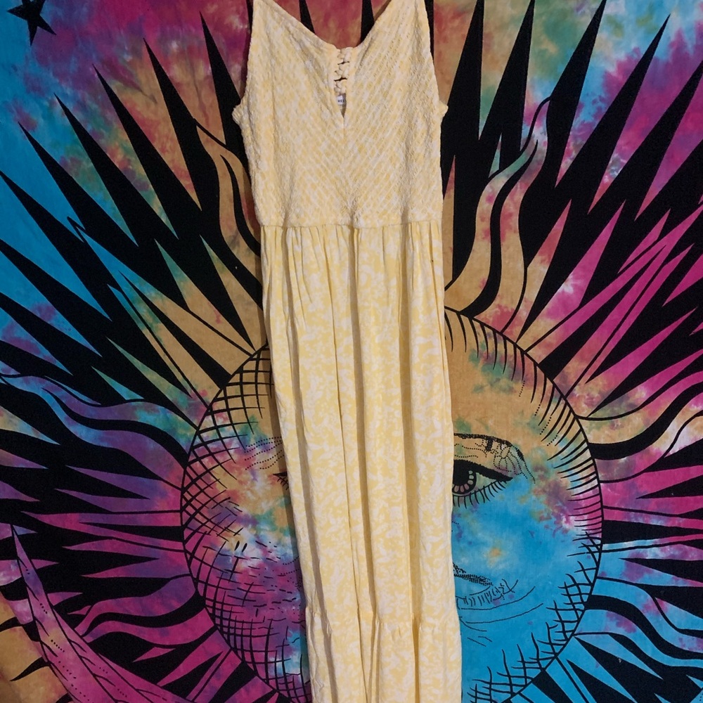 Wide leg yellow jumpsuit